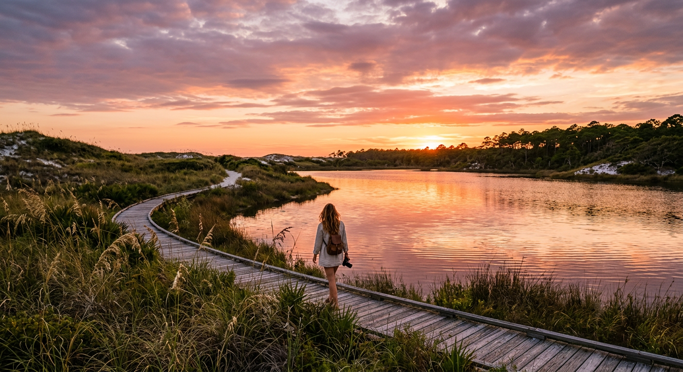 Couple walking hand-in-hand on the beach in one of the beautiful 30A beach towns