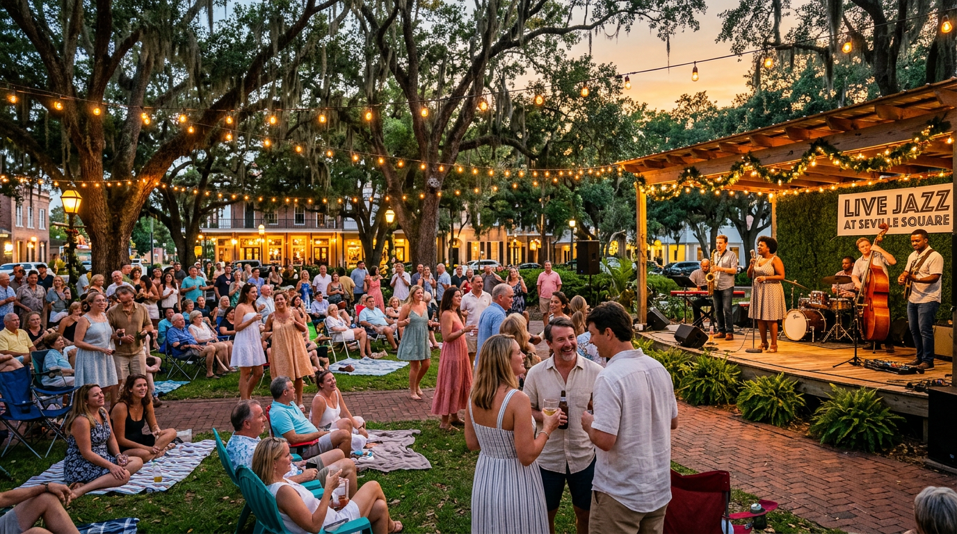 Vibrant crowd enjoying a performance at Pensacola JazzFest